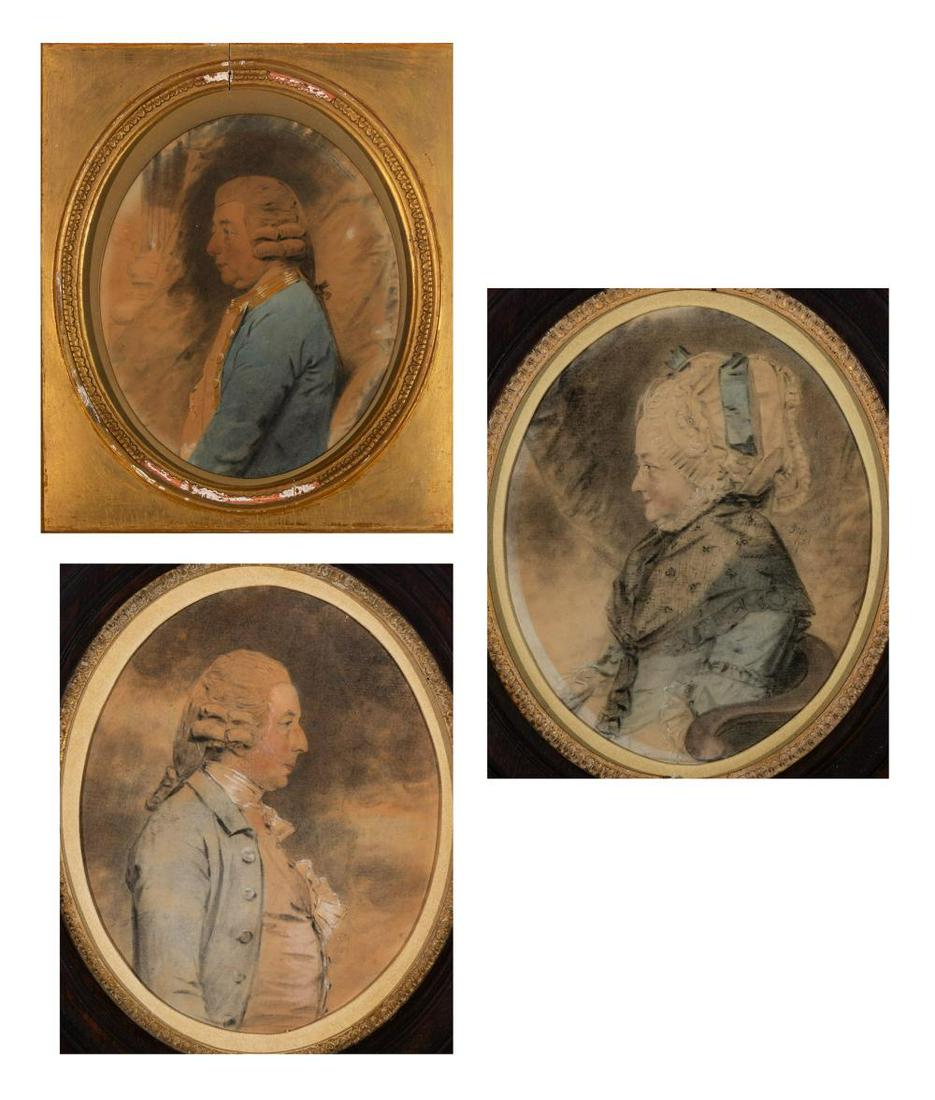 John Downman British, 1750-1824 Portraits of Ambrose: John Downman British, 1750-1824 Portraits of Ambrose Andrew Rhodes, Gentleman of the Privy Chambre; Mrs. Ambrose Andrew (Sarah) Rhodes; and Broderick Hartfield: Three The first two signed with initial