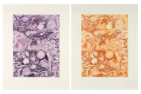 Mark Fox THROUGH; TILL Two color intaglios: Mark Fox (b. 1963) THROUGH; TILL Two color intaglios, 2013, on Hahnemühle Kupferdruck etching paper, signed, dated, titled and numbered 11/15 in pencil, published by Universal Limited Art Edition