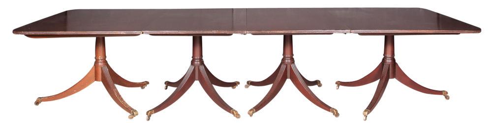 George III Style Mahogany Four-Pedestal Dining Table (1 of 3)