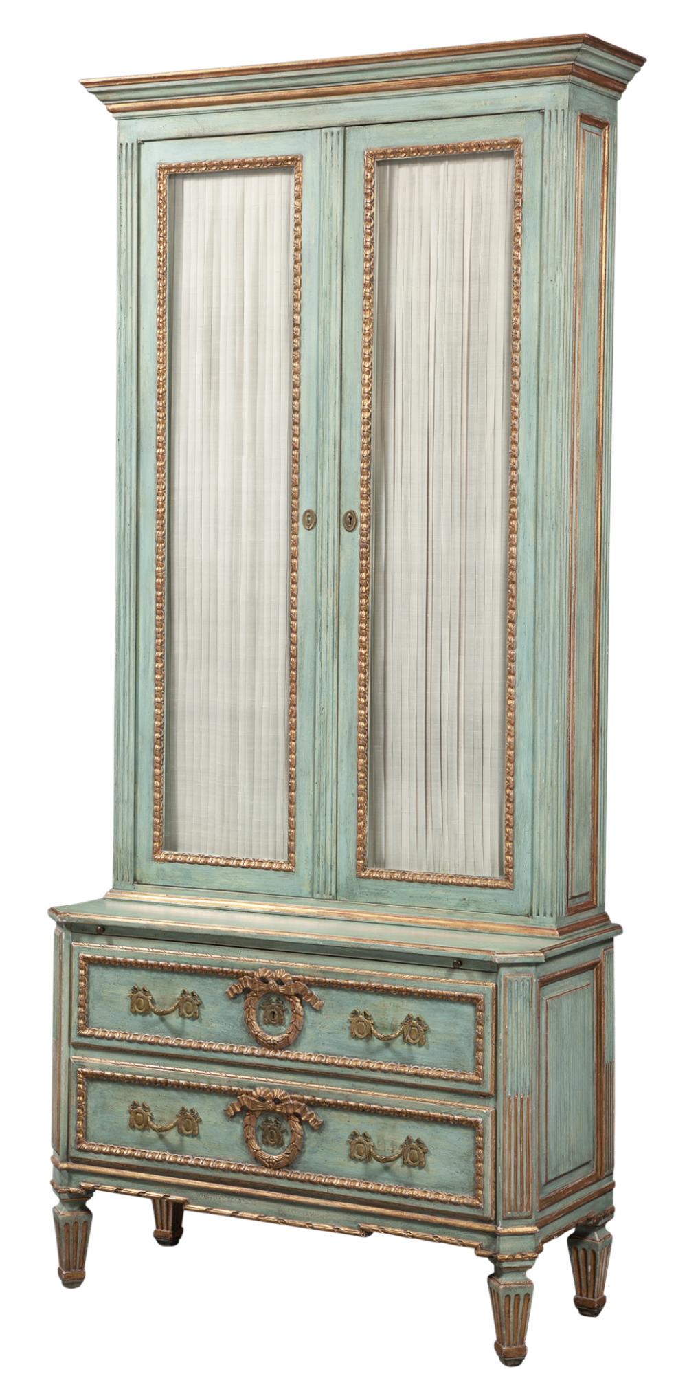Louis XVI Style Blue-Painted and Parcel-Gilt Cabinet (1 of 5)