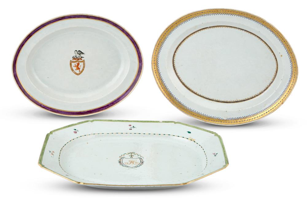 Group of Three Chinese Export Porcelain Platters (1 of 4)