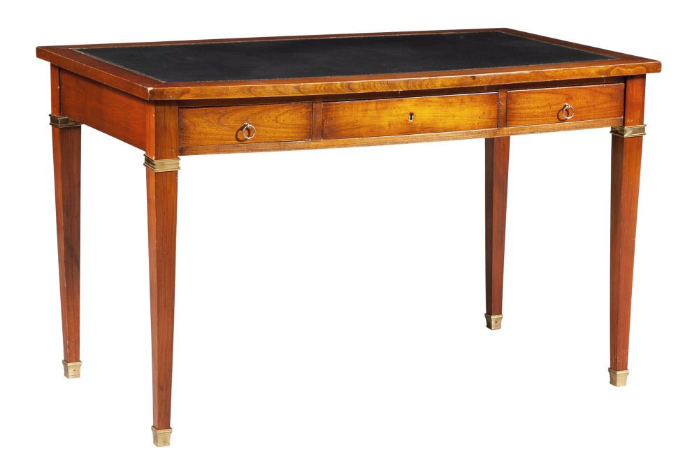 Louis XVI Style Brass-Mounted Walnut Writing Table (1 of 6)
