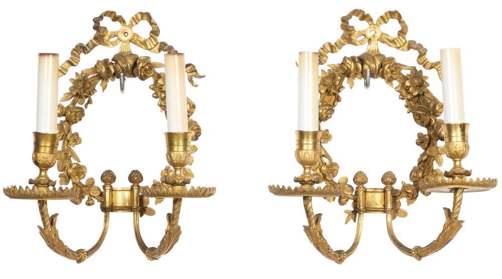 Pair of Louis XVI Style Gilt-Metal Wreath-Form (1 of 2)