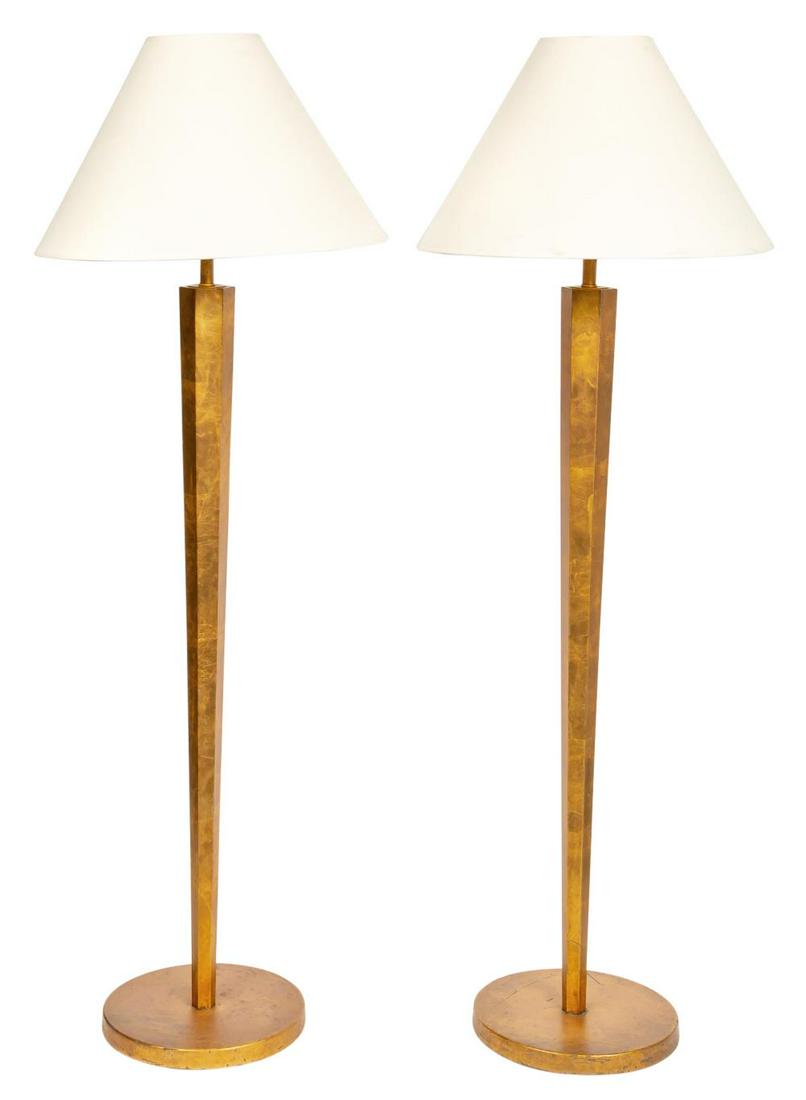 Pair of Art Deco Style Gilt-Metal Floor Lamps (1 of 3)
