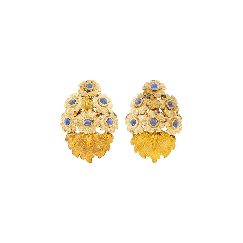 Buccellati Pair of Two-Color Gold and Cabochon Sapphire (1 of 3)