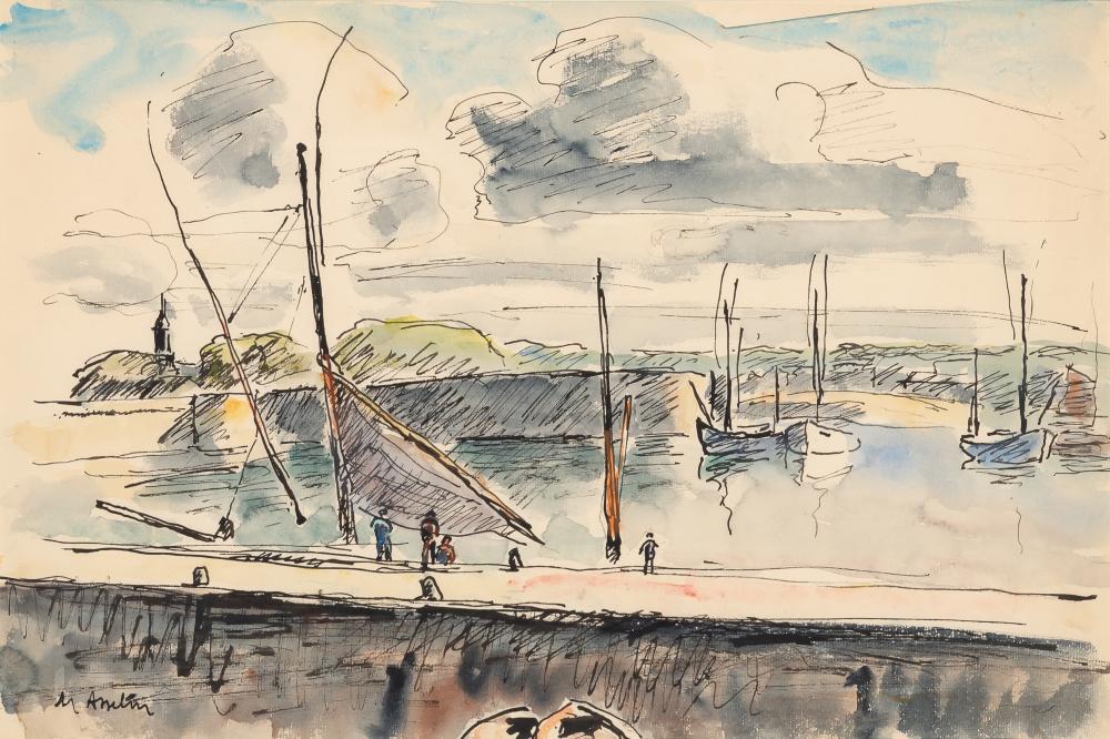 Maurice Asselin French, 1882-1947 Port View with Boats (1 of 4)