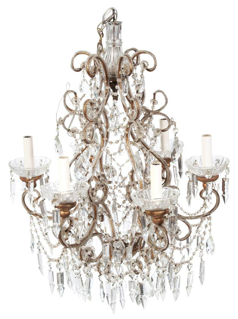 Louis XVI Style Gilt-Metal and Beaded Glass Six-Light (1 of 2)