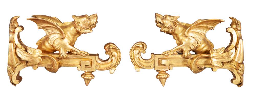 Pair of Giltwood Semargel (Winged Dog Beast) Brackets (1 of 5)