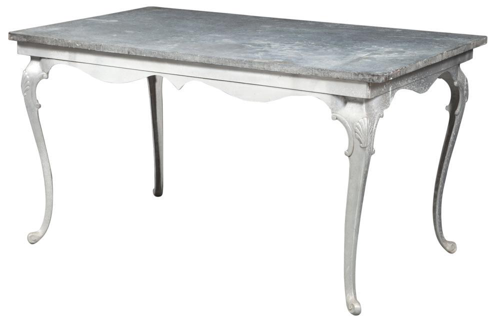 Painted Aluminum and Soapstone Top Outdoor Dining Table (1 of 5)