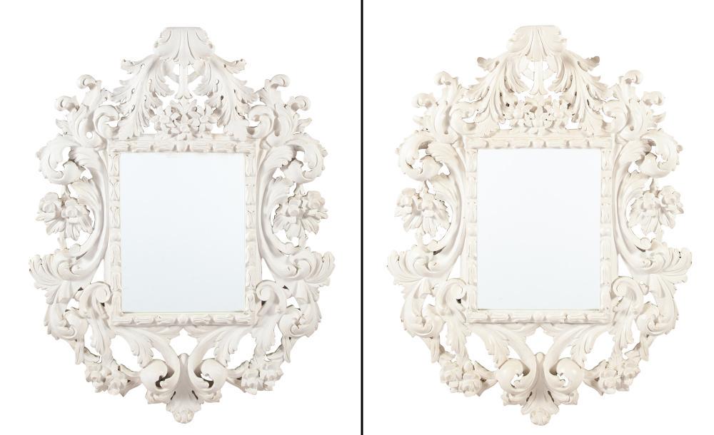 Pair of Rococo Style Painted Hardwood Mirrors (1 of 4)