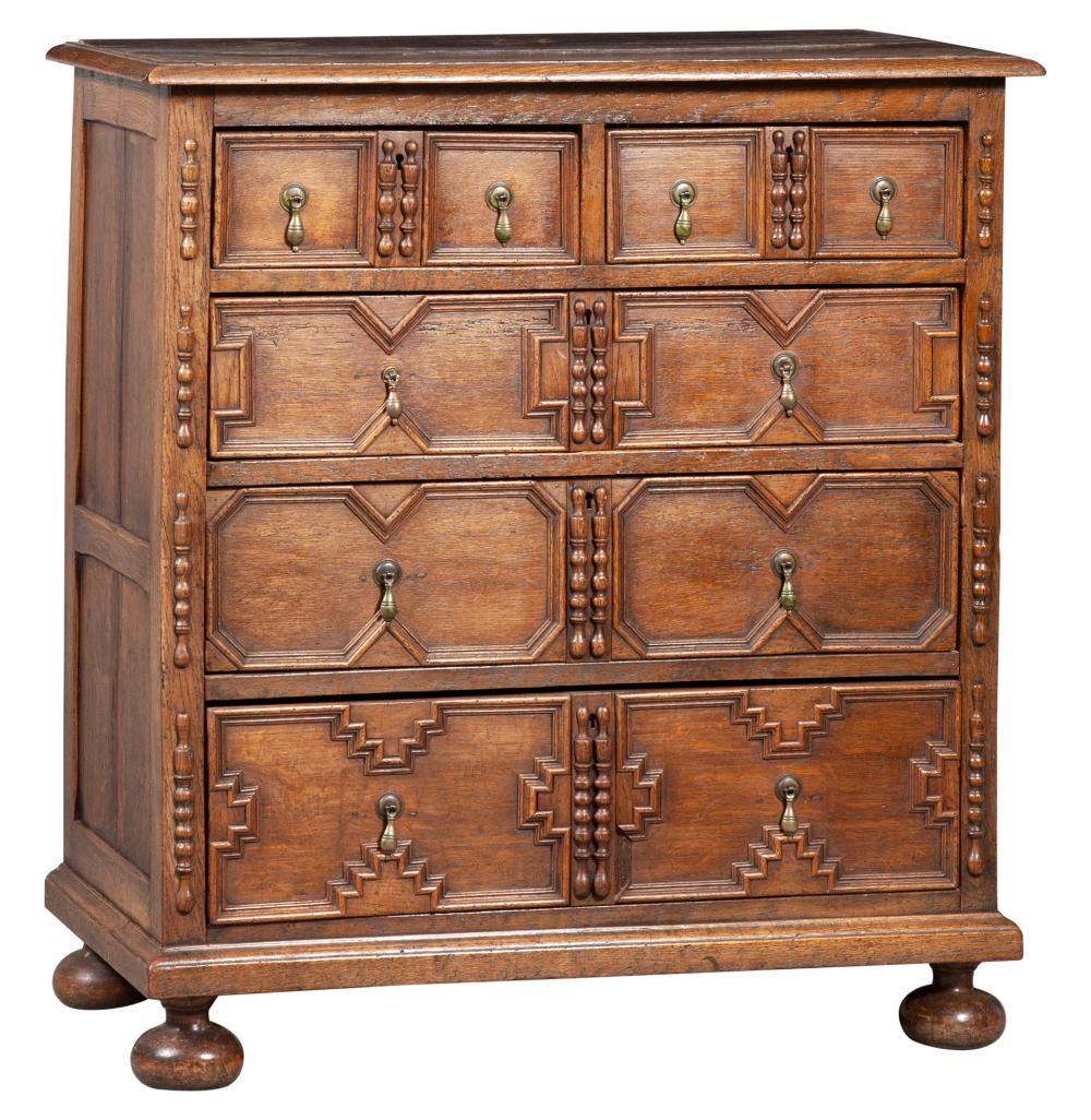 Jacobean Style Oak Chest of Drawers (1 of 5)