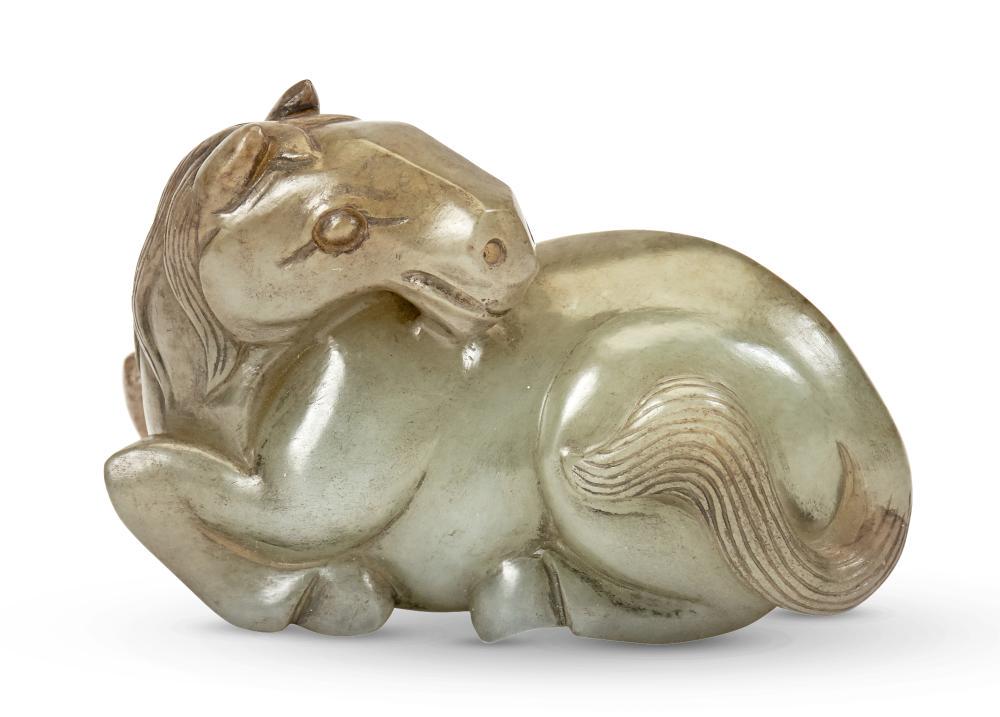 A Chinese Mottled Jade Horse Carving (1 of 5)