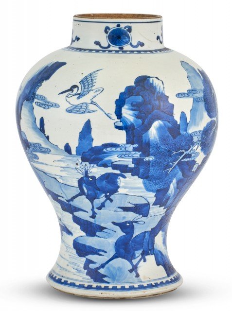 A Chinese Blue and White Porcelain Baluster Vase (1 of 5)