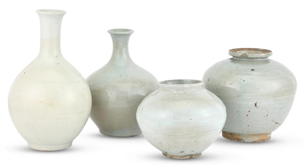 Four Korean White Glazed Ceramic Vessels (1 of 4)