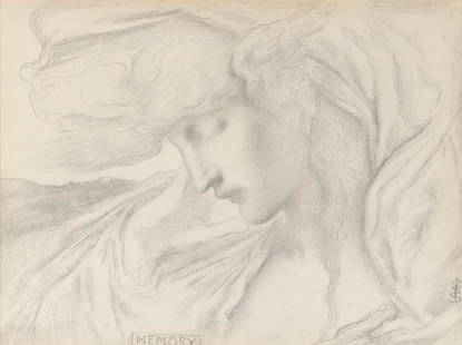 Simeon Solomon British, 1840-1905 Memory: Simeon Solomon British, 1840-1905 Memory Monogramed SS(lr) and inscribed Memory (lc) Pencil on paper 10 5/8 x 14 3/8 inches (27 x 36.5 cm) C