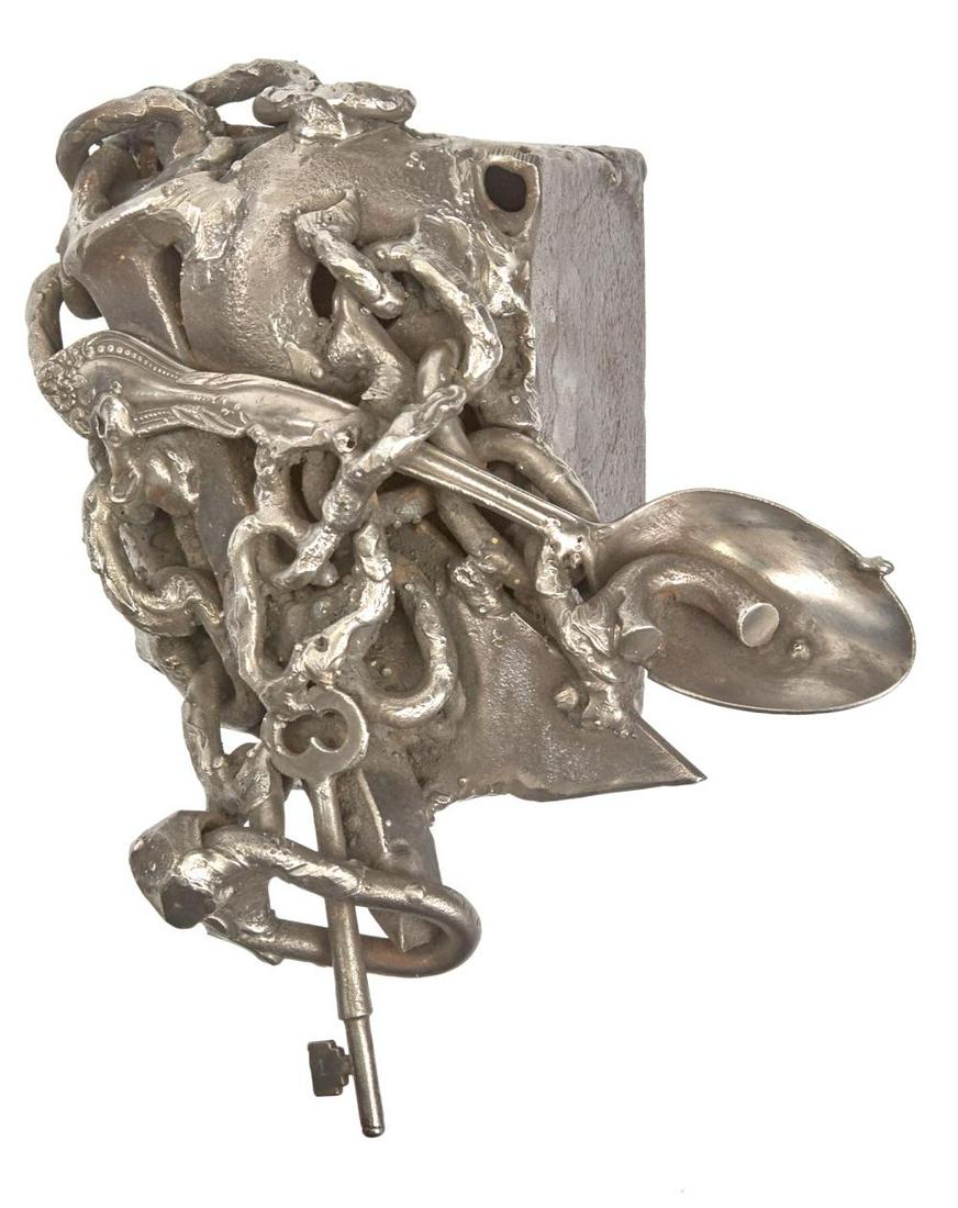 Melvin Edwards American, b. 1937 Nyam, 2006: Melvin Edwards American, b. 1937 Nyam, 2006 Signed and dated MEdwards/2006 and inscribed as titled on the reverse Welded steel and found objects 9 x 7 x 4 1/2 inches (22.8 x 17.8 x 11.4 cm) C