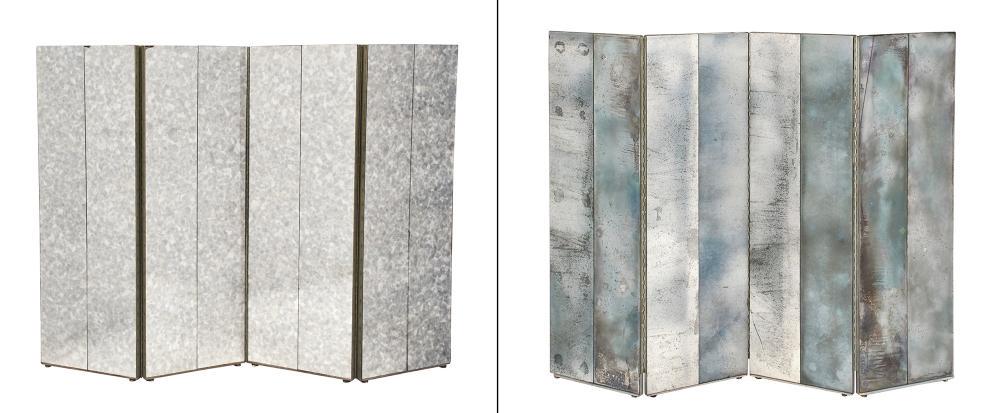 Two Four-Fold Metal-Framed Oxidized Mirror Glass (1 of 7)