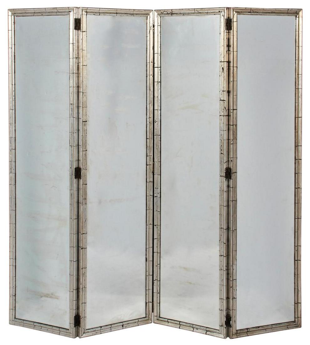 Silver-Leafed Four-Fold Mirror Screen (1 of 4)
