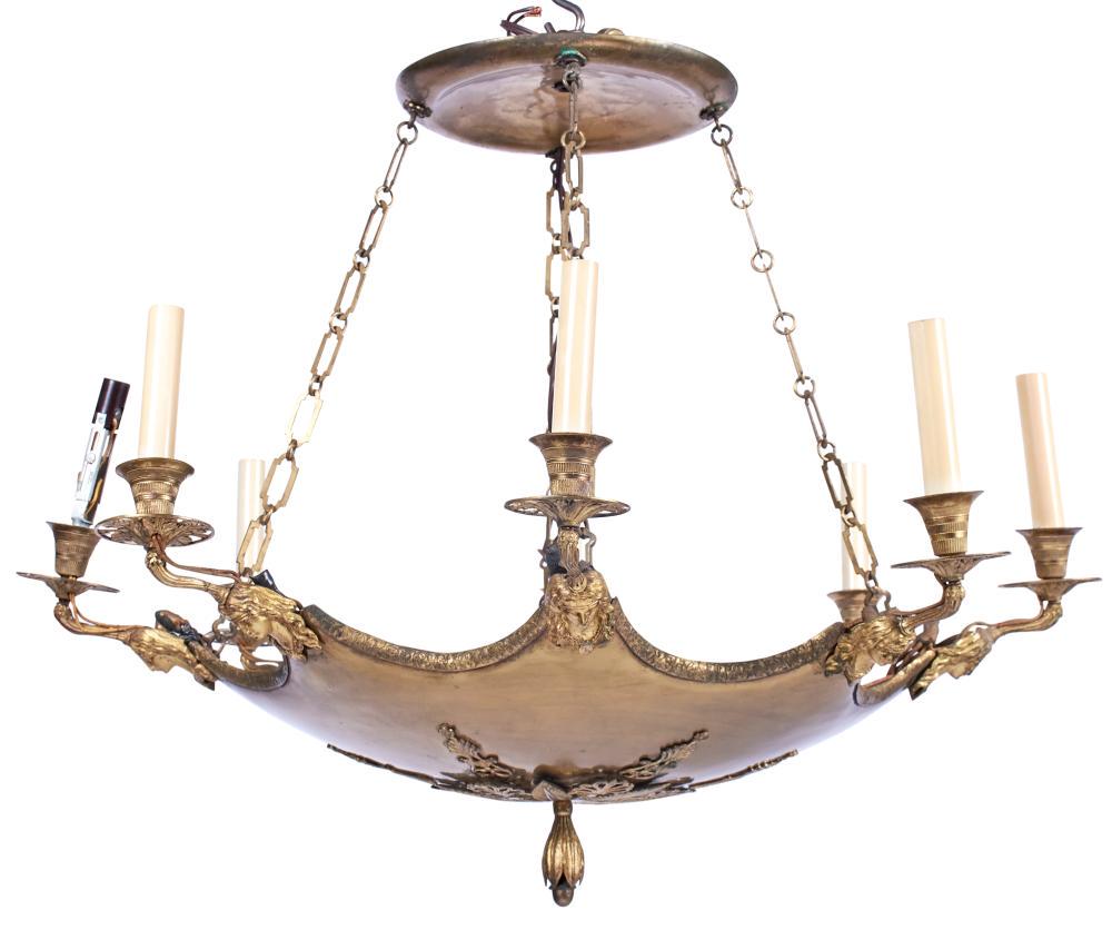 Empire Style Gilt Metal Eight-Light Chandelier (1 of 4)