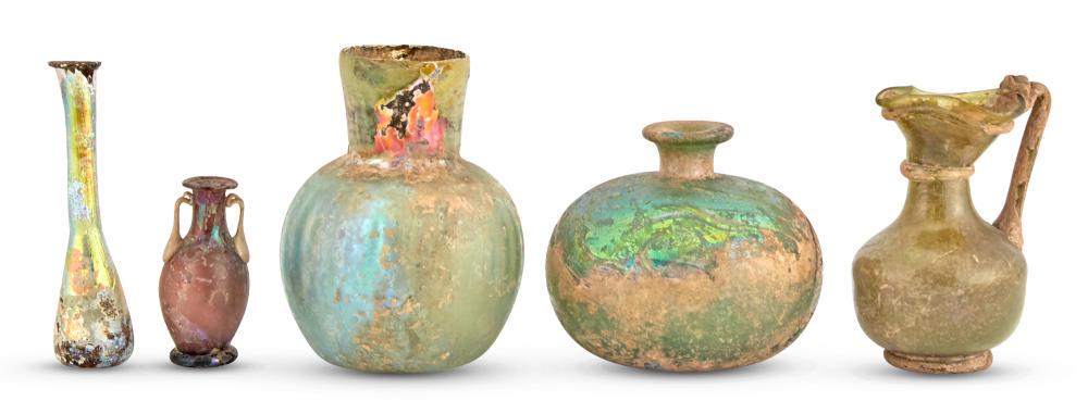 Group of Five Ancient Roman Blown Glass Vessels (1 of 5)