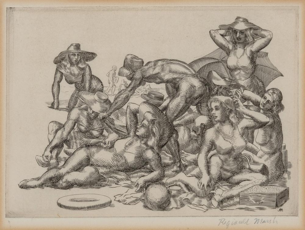 Reginald Marsh THE BEACH PICNIC (SASOWSKY 182): Reginald Marsh (1898-1954) THE BEACH PICNIC (SASOWSKY 182) Engraving, 1939, signed in pencil, from the edition of 20 printed from the third state of three (aside from the three proofs printed from sta