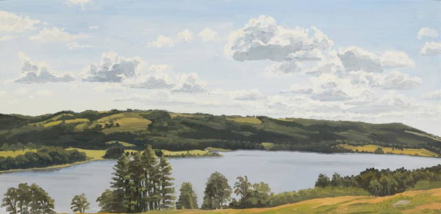 Rackstraw Downes British/American, b. 1939 Sennebec: Rackstraw Downes British/American, b. 1939 Sennebec Pond (Maine), 1972 Initialed RD on the reverse Oil on canvas 15 3/4 x 31 1/4 inches (40 x 79.3 cm) Provenance: Dupree Gallery, Irving, TX C