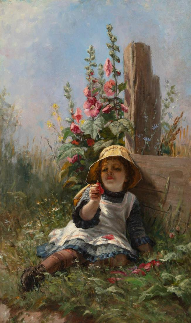 American School 19th century Portrait of a Girl with (1 of 4)