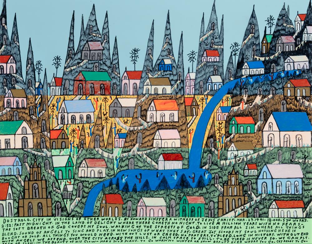 Howard Finster American, 1916-2001 Dostrolo - City in (1 of 3)