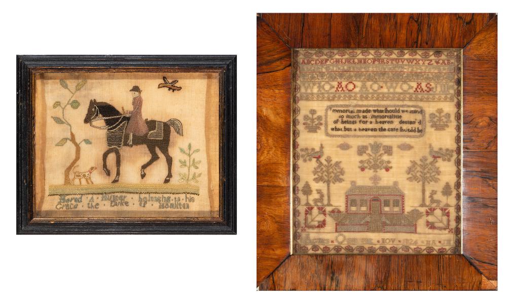 Diminutive Needlework of a Man on Horseback; Together (1 of 5)