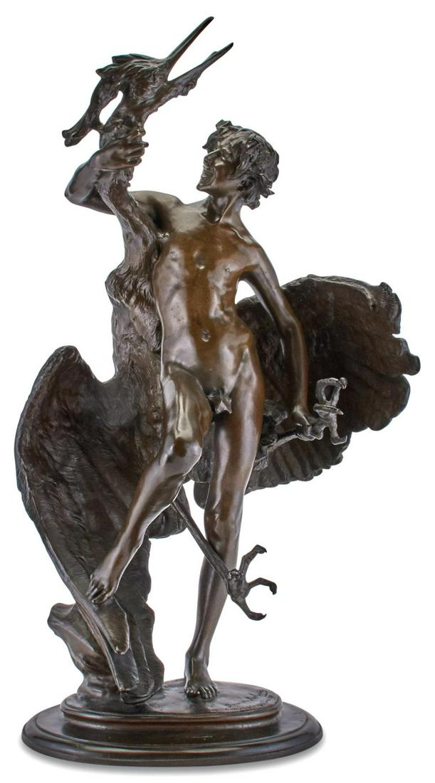 Frederick William MacMonnies American, 1863-1937 Young: Frederick William MacMonnies American, 1863-1937 Young Faun with Heron Inscribed Frederick MacMonnies and inscribed Copyright 1894, Paris, 1890. on the base Bronze with a brown patina Height 27 3/4 in