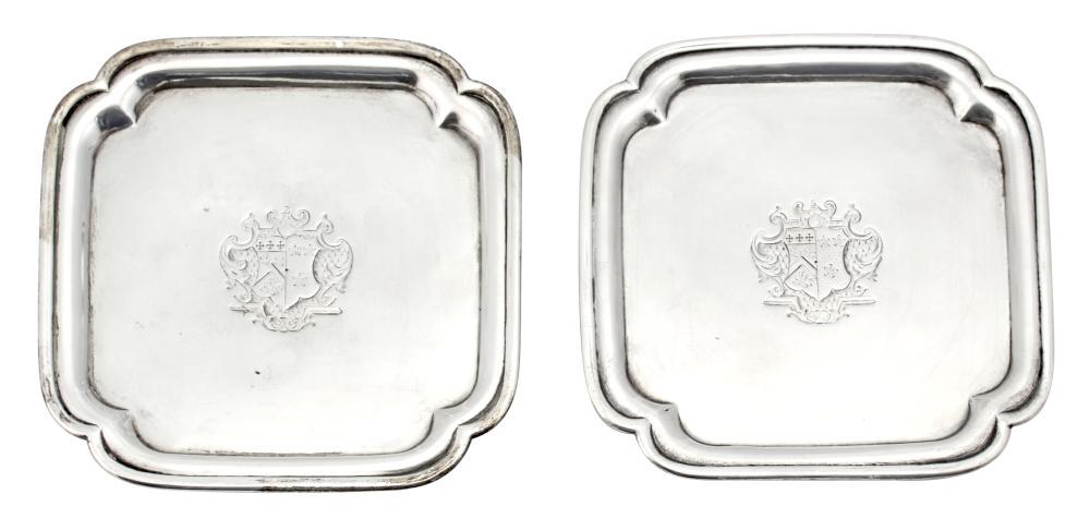 Pair of George II Sterling Silver Waiters (1 of 3)