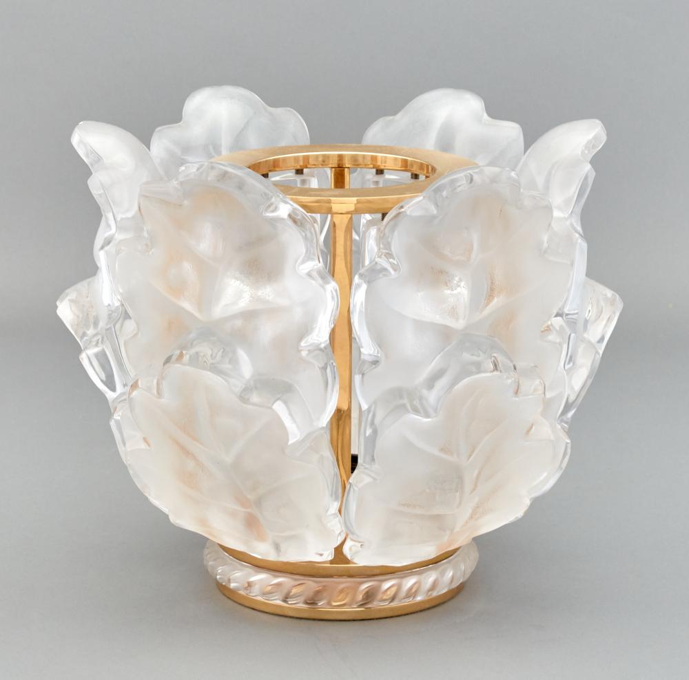 Lalique Gilt-Metal and Molded Glass Chêne Table (1 of 3)
