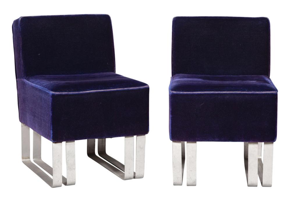 Pair of Upholstered Aluminum Side Chairs (1 of 4)