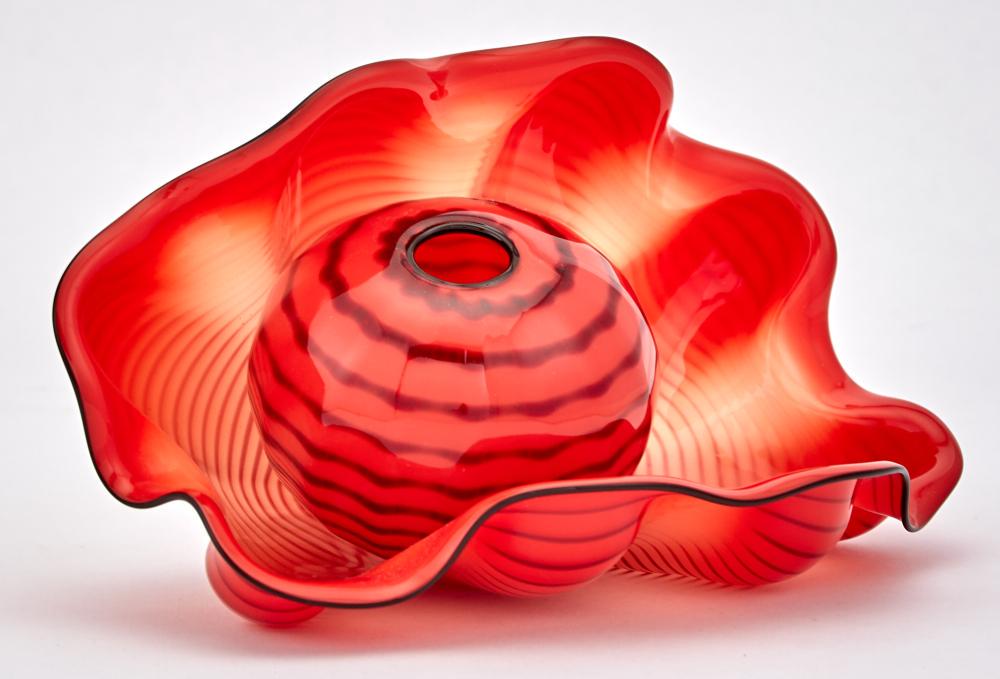 Dale Chihuly Blown Glass Chinese Red Seaform Pair With (1 of 9)