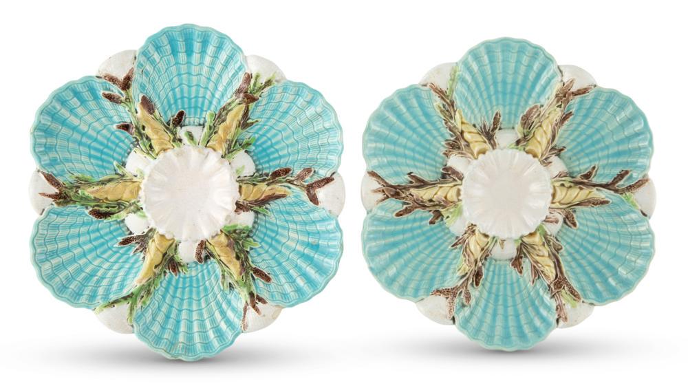 Two George Jones & Sons Majolica Turquoise-Ground (1 of 6)