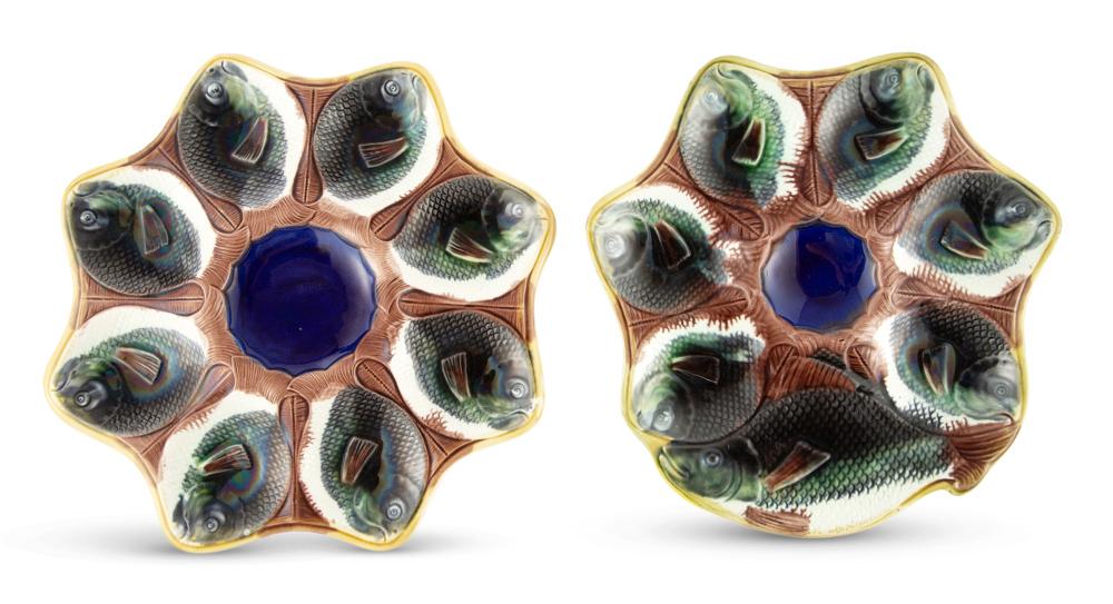 English Majolica Fish Six-Pocket with Cracker Well (1 of 4)