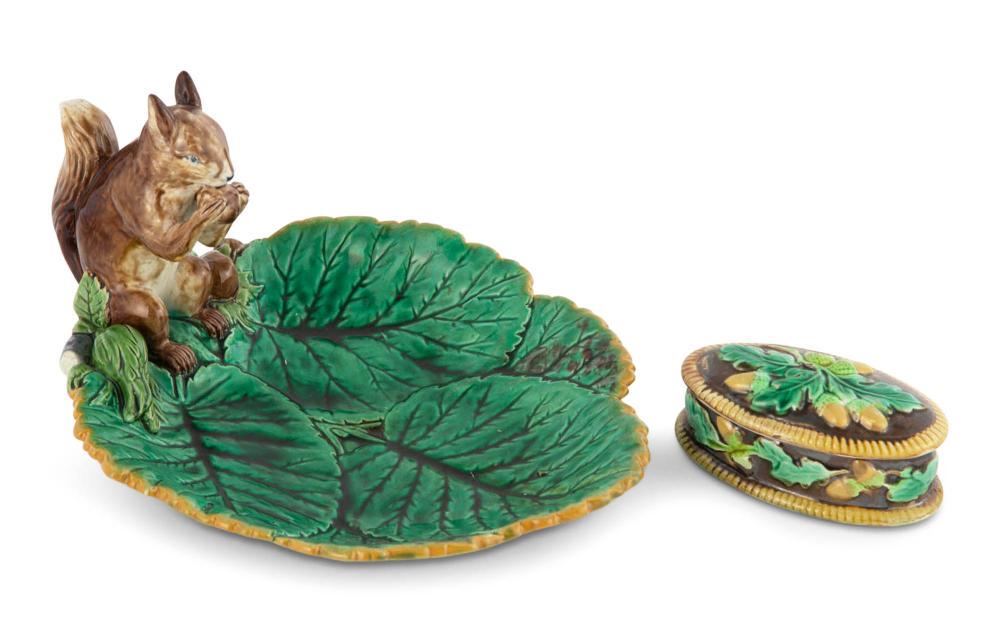 George Jones Majolica Brown-Ground 'Acorn' Match Box (1 of 14)