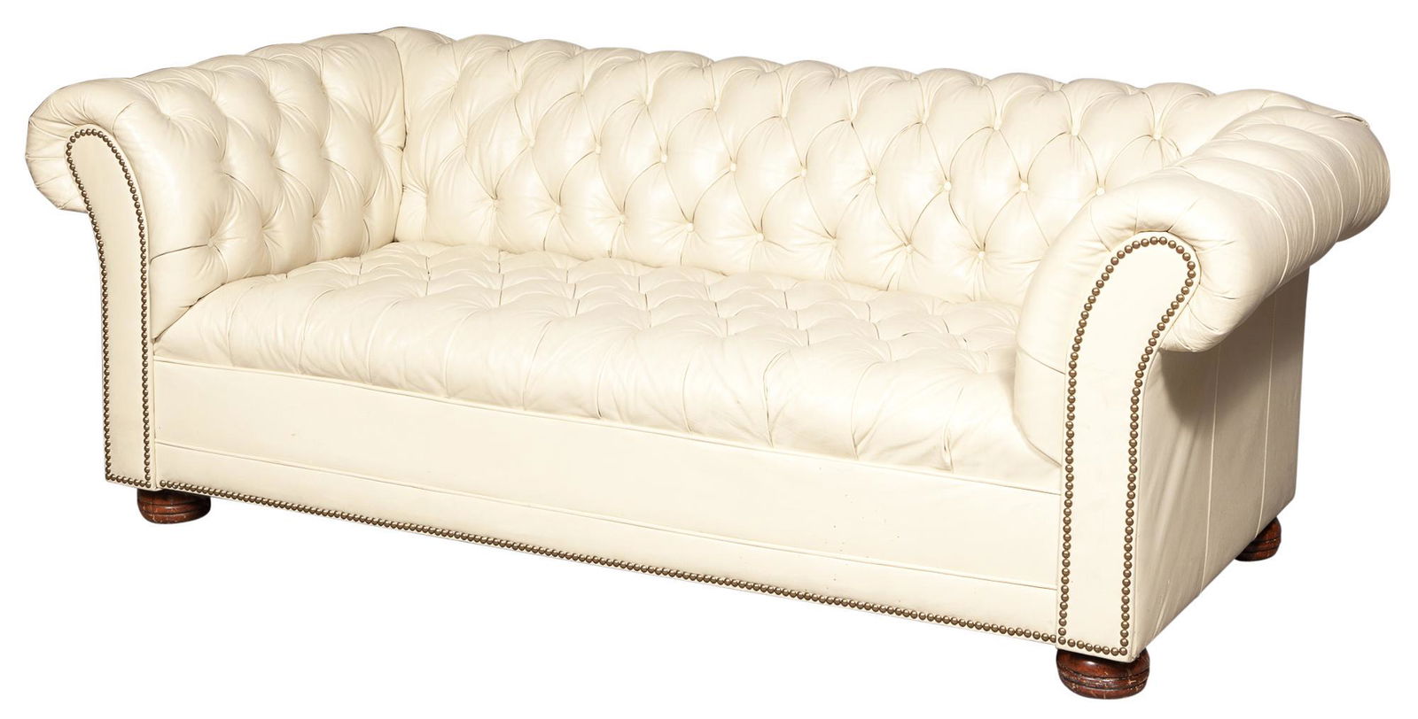Cream Leather Tufted Chesterfield Sofa 0356 On Dec 07 2021 Doyle New York In Ny Cream Leather Tufted Chesterfield Sofa, Cream Leather Chesterfield Sofa