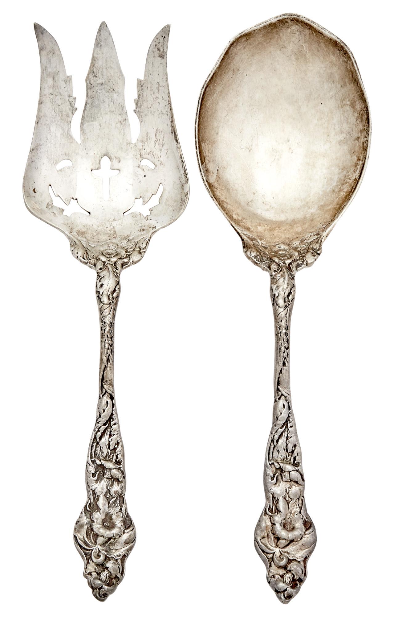 Pair of Sterling Silver Salad Servers Length of each 9 (1 of 3)