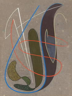 Cesar Domela Dutch, 1900-1993 Composition, 1950: Cesar Domela Dutch, 1900-1993 Composition, 1950 Signed and dated Domela/1950 (lc) Gouache and pastel on handmade paper Sight 24 x 18 1/4 inches (61 x 46.3 cm)