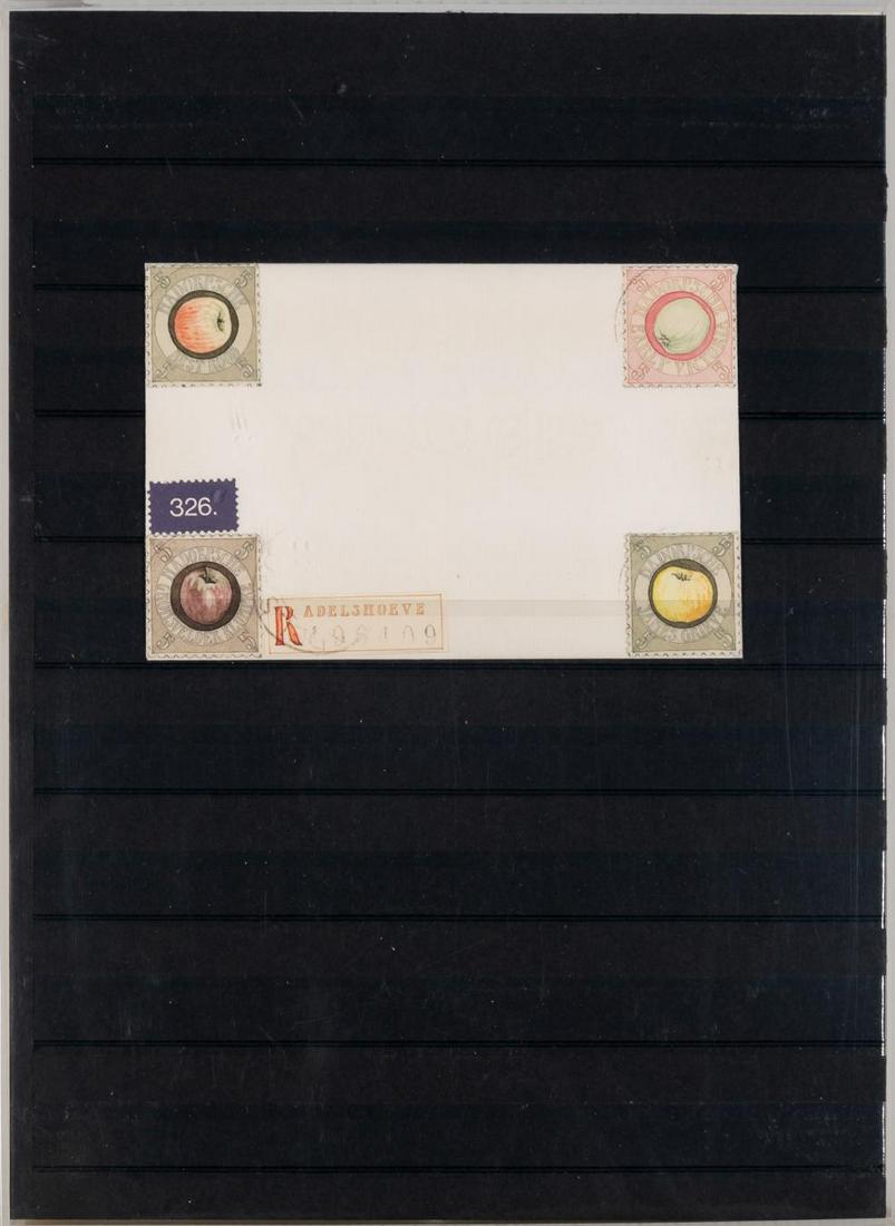 Donald Evans American, 1945-1977 1961. Apples of: Donald Evans American, 1945-1977 1961. Apples of Nadorp, 1976 Signed, dated and inscribed Donald Evans, "Nadorp 1965-/Apples of Nadorp Series on/registered cover" 1976/"9th letter from Adelshoeve P.O.