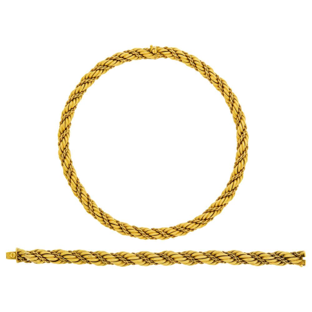 Tiffany & Co. Rope-Twist Gold Necklace and Bracelet (1 of 3)