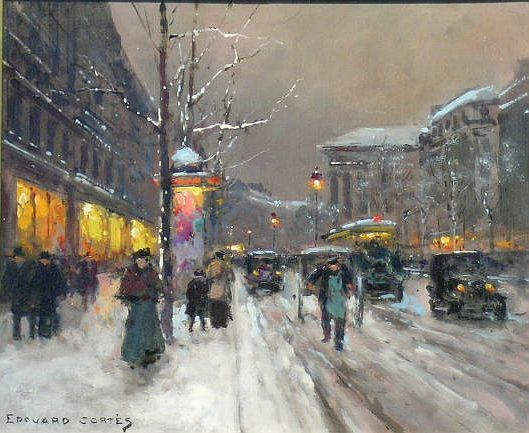 Edouard Leon Cortes French, 1882-1969 BOULEVARD DE: Edouard Leon Cortes French, 1882-1969 BOULEVARD DE LA MADELEINE Signed Edouard Cortes (ll), stamped indistinctly ...E. Johnson and numbered 5784 on the canvas overlap Oil on can