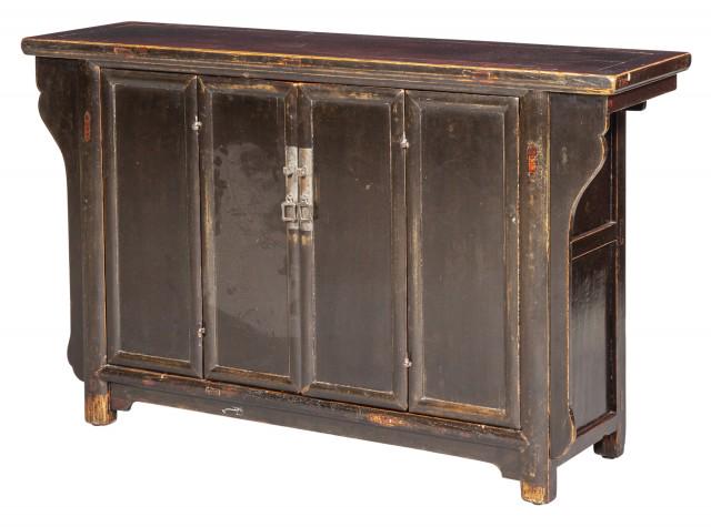 Chinese Ebonized Softwood Side Cabinet (1 of 5)