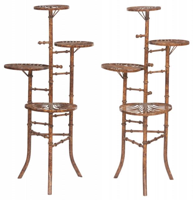 Pair of Painted Metal Faux Bamboo Plant Stands (1 of 4)