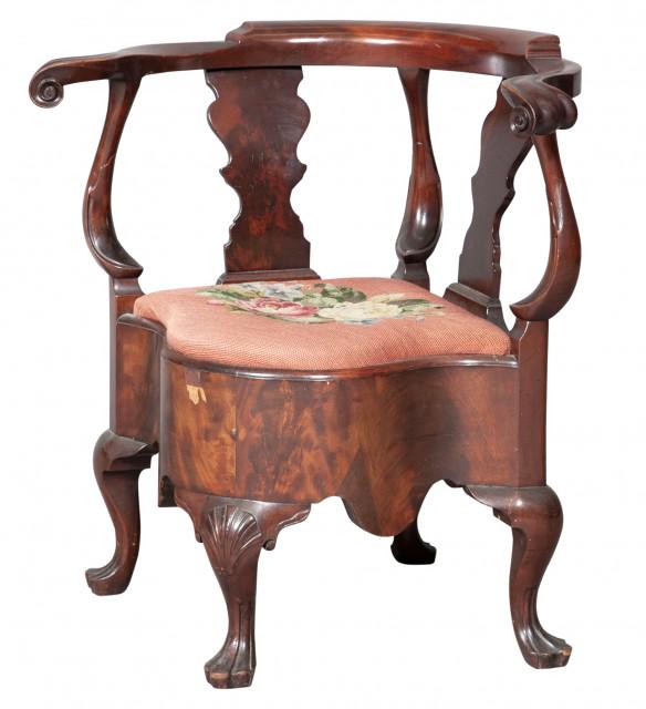 Irish George II Style Mahogany Commode Armchair (1 of 5)