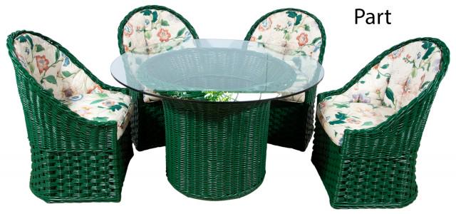 Group of Upholstered Green Painted Wicker Furniture (1 of 11)