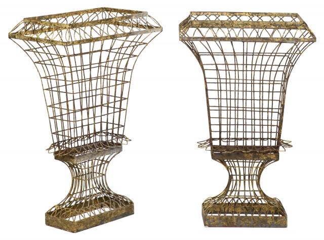 Pair of Green Painted Wire Urn Form Stands (1 of 4)