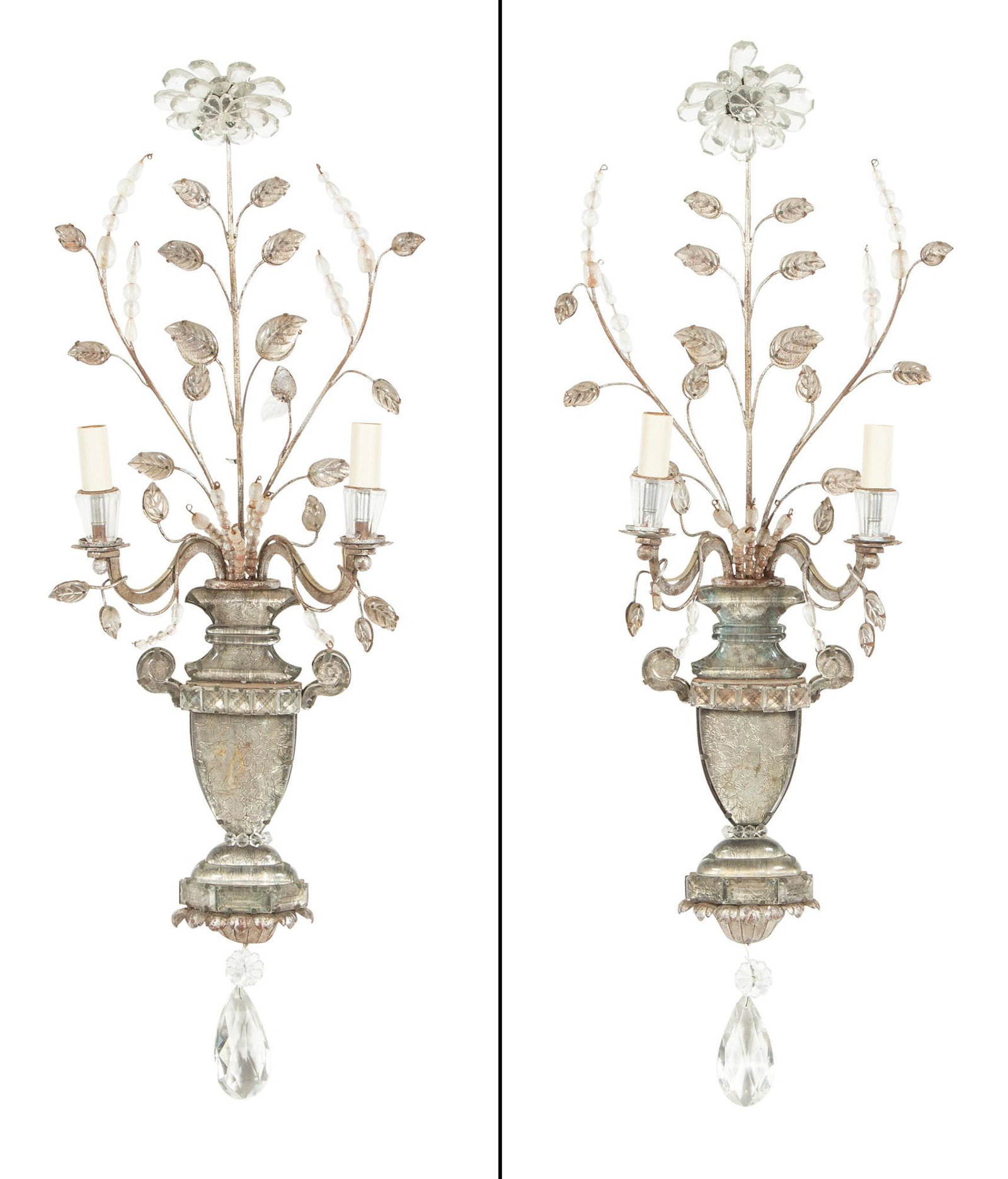 Pair of Bagues Style Rock Crystal Two Light Wall (1 of 7)