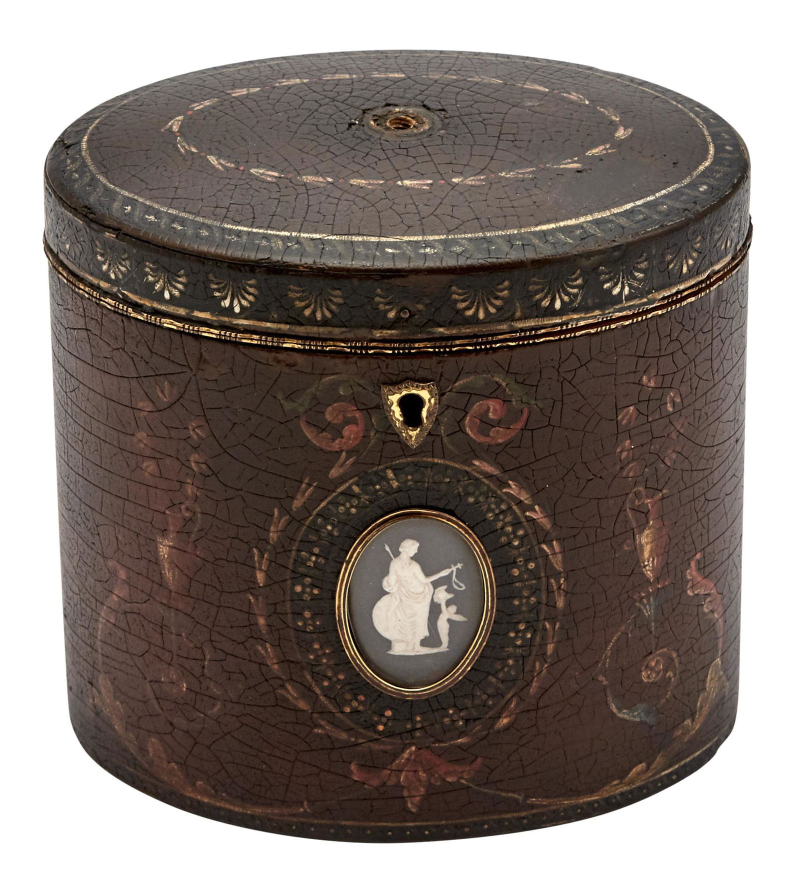 George III Fire-Gilt Brass and Leather-Bound Tea Caddy (1 of 3)